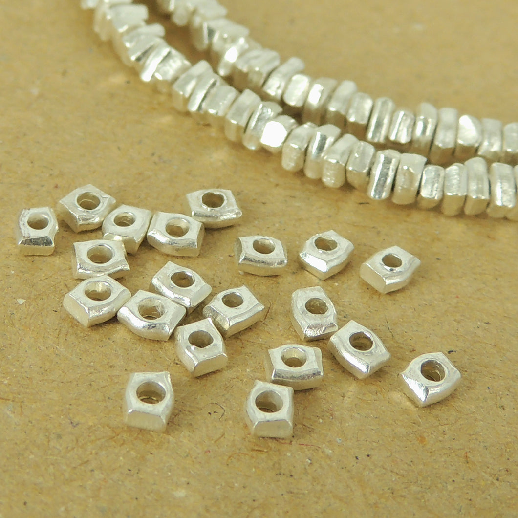30 Pcs Handmade 925 Sterling Silver Nugget Beads DIY Jewelry Making Supply