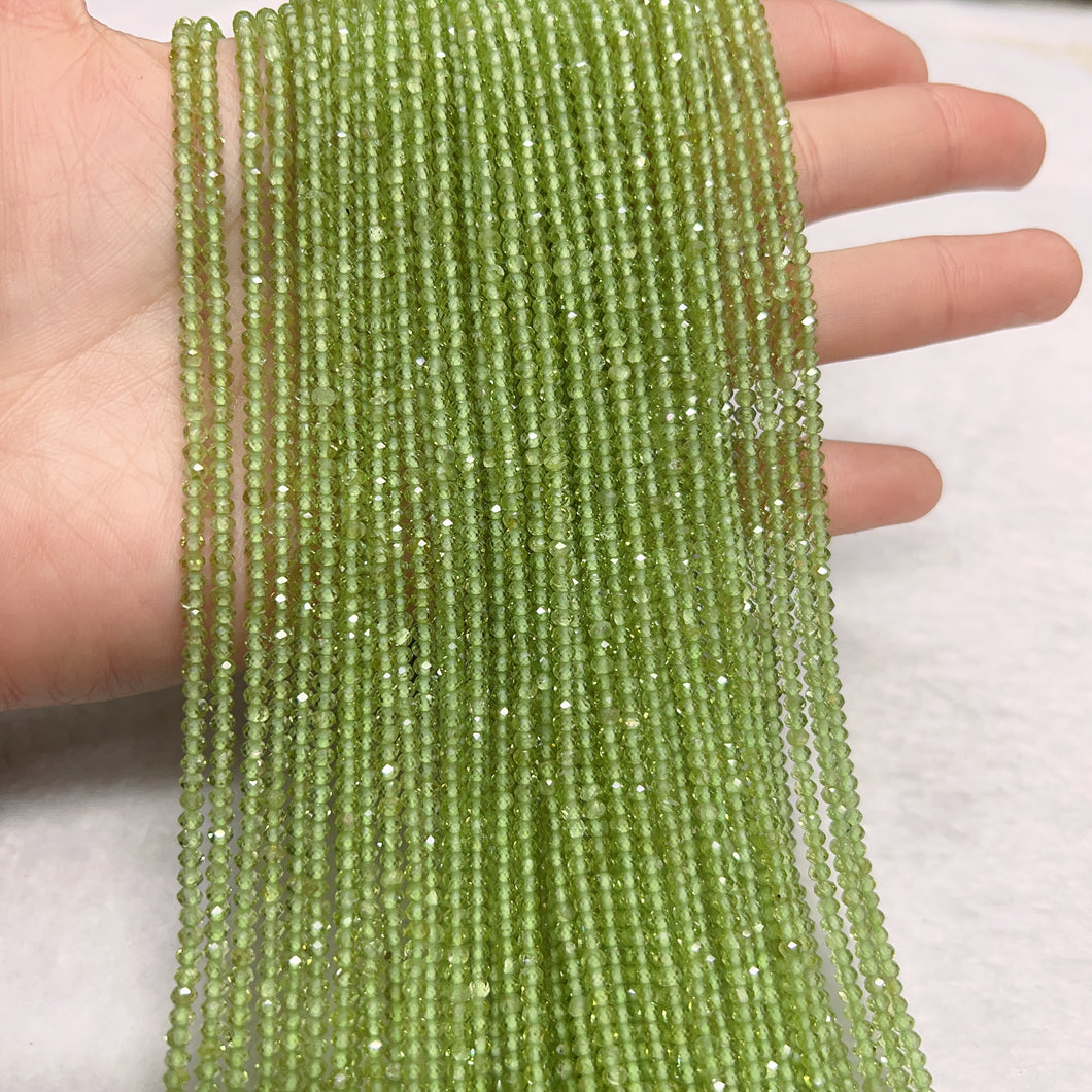 2x3mm Top-quality Natural Peridot Faceted Rondelle Bead Strands for DIY Jewelry Project