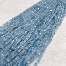 Load image into Gallery viewer, 3x4mm Natural High-quality Faceted Aquamarine Rondelle Bead Strands for DIY Jewelry Projects
