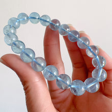 Load image into Gallery viewer, Very Nice Clarity 9.9mm Aquamarine Crystal Bracelet from Brazil Old Mine | Throat Chakra Healing March Birthstone Pisces
