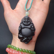 Load image into Gallery viewer, Top-grade Black Obsidian Buddha Pendant Protection Necklace | Handmade Root Chakra Healing Jewelry
