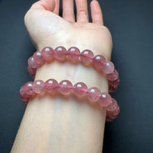 Load image into Gallery viewer, 8.4mm Natural Strawberry Quartz Crystal Bracelet | Heart Chakra Reiki Healing | Holiday Gifts
