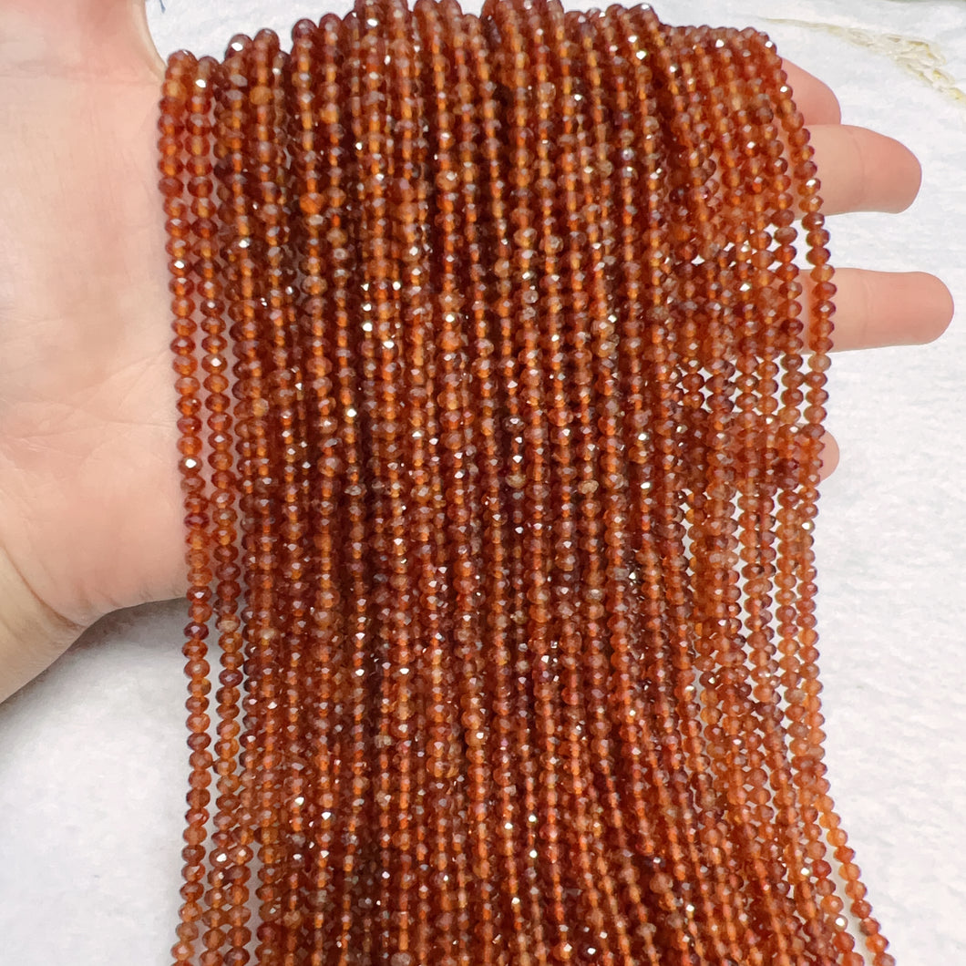 3x4mm Natural Spessartine Orange Garnet Faceted Rondelle Bead Strands for DIY Jewelry Project