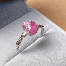 Load image into Gallery viewer, Ruby Red Tourmaline Small Raw Stone Ring with 925 Sterling Silver Prong Setting
