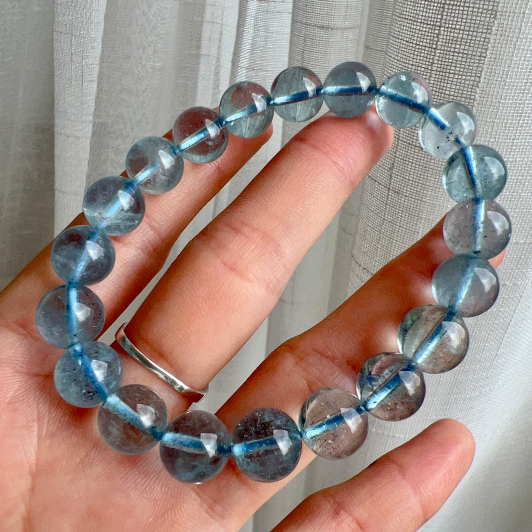 Very Nice Clarity 10mm Aquamarine Crystal Bracelet from Brazil Old Mine | March Birthstone Pisces