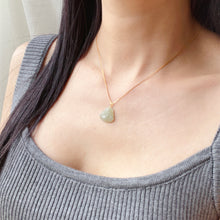 Load image into Gallery viewer, High-quality Light Green Nephrite Jade Happy Buddha Pendant with 18K Yellow Gold Buckle | 925 Sterling Silver Necklace | Heart Chakra Healing Gemstone
