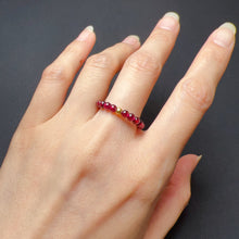 Load image into Gallery viewer, 3mm Protection Red Garnet Crystal Ring with 18K Yellow Gold Bead | Root Chakra Healing Stone Jewelry
