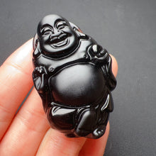 Load image into Gallery viewer, Top-quality Black Obsidian Happy Maitreya Buddha Pendants for DIY Jewelry Project
