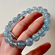 Load image into Gallery viewer, 10.7mm Aquamarine Bracelet from Brazil Old Mine Sparkling Crystal | March Birthstone Pisces
