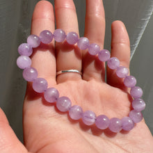 Load image into Gallery viewer, 8mm Kunzite Crystal Bracelet with Cat Eye Effect | Soft Color of Lavender and Pink | Crown Heart Chakra Healing
