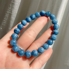 Load image into Gallery viewer, Rare Deep Sea Blue Aquamarine Bracelet 8.5mm Round Beads from Brazil Old Mine
