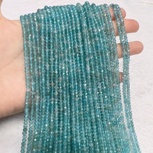 Load image into Gallery viewer, 3x4mm Best Quality in Strand Natural Light Blue Apatite Faceted Rondelle Beads for DIY Jewelry Project
