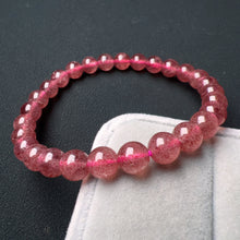 Load image into Gallery viewer, Best Color Natural Strawberry Quartz Crystal Bracelet with 6.6mm Beads | Heart Chakra Reiki Healing | Holiday Gifts
