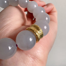 Load image into Gallery viewer, Mother’s Day Special 12mm Smoky Purple Nephrite Bracelet with 18K Yellow Gold Wheel Bead Charm
