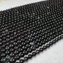 Load image into Gallery viewer, 6mm Natural Rainbow Sheen Obsidian Round Bead Strands DIY Jewelry Project
