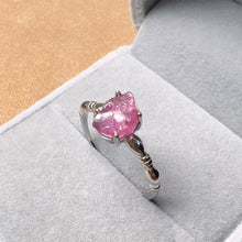 Load image into Gallery viewer, Ruby Red Tourmaline Small Raw Stone Ring with 925 Sterling Silver Prong Setting
