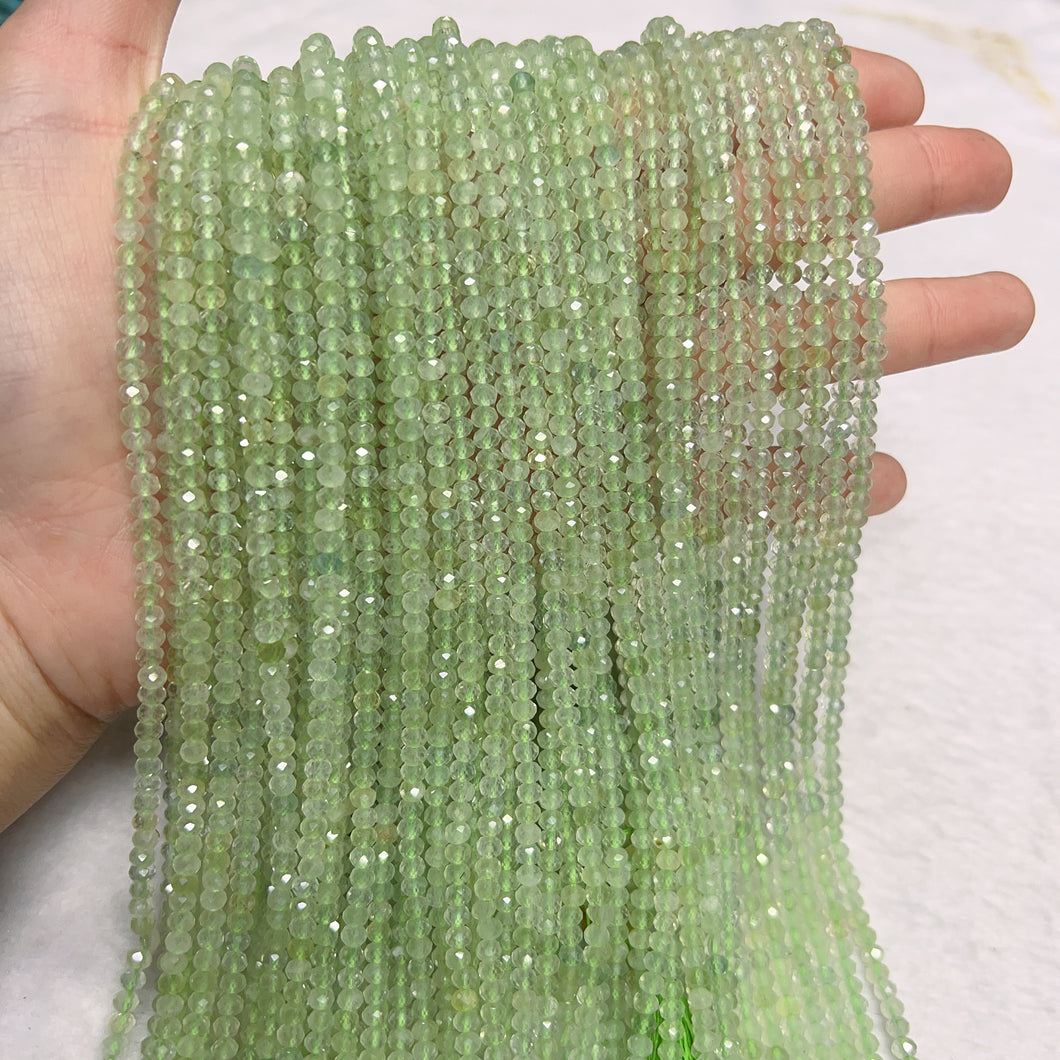 3x4mm High-quality Natural Prehnite Faceted Rondelle Bead Strands for DIY Jewelry Project