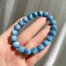 Load image into Gallery viewer, Rare Deep Sea Blue Aquamarine Bracelet 10mm Round Beads from Brazil Old Mine | March Birthstone Pisces
