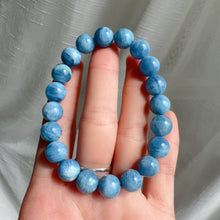 Load image into Gallery viewer, Rare Deep Sea Blue Aquamarine Bracelet 10mm Round Beads from Brazil Old Mine | March Birthstone Pisces

