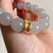 Load image into Gallery viewer, Mother’s Day Special 12mm Smoky Purple Nephrite Bracelet with 18K Yellow Gold Wheel Bead Charm
