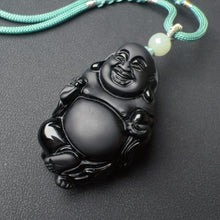 Load image into Gallery viewer, Top-grade Black Obsidian Buddha Pendant Protection Necklace
