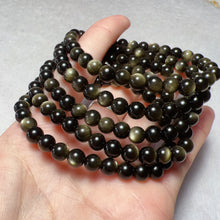 Load image into Gallery viewer, 6mm Top Grade Golden Sheen Obsidian Round Bead Bracelets for DIY Jewelry Project
