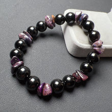 Load image into Gallery viewer, Limited Edition - 10mm Black Tourmaline Sugilite Double Energy Bracelet | Body Detox Remove Negativity

