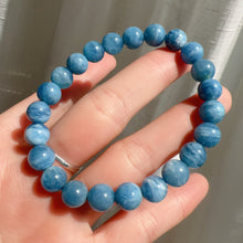 Load image into Gallery viewer, Rare Deep Sea Blue Aquamarine Bracelet 8.1mm Round Beads from Brazil Old Mine | March Birthstone Pisces
