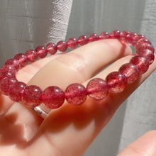 Load image into Gallery viewer, Best Color Natural Strawberry Quartz Crystal Bracelet with 6.6mm Beads | Heart Chakra Reiki Healing | Holiday Gifts
