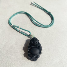 Load image into Gallery viewer, Top-grade Black Obsidian Buddha Pendant Protection Necklace | Handmade Root Chakra Healing Jewelry
