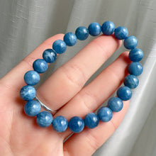 Load image into Gallery viewer, Rare Deep Sea Blue Aquamarine Bracelet 8.5mm Round Beads from Brazil Old Mine | March Birthstone Pisces
