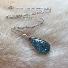 Load image into Gallery viewer, One &amp; Only Collectible Grade Natural Spakling Mica Aquamarine Teardrop Pendant Necklace | Reiki Healing Stone Throat Chakra

