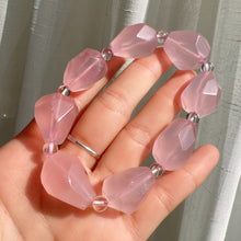 Load image into Gallery viewer, High Quality Free-formed Faceted Rose Quartz Bracelet | Handmade Heart Chakra Jewelry Improve Your Love Life and Relationship
