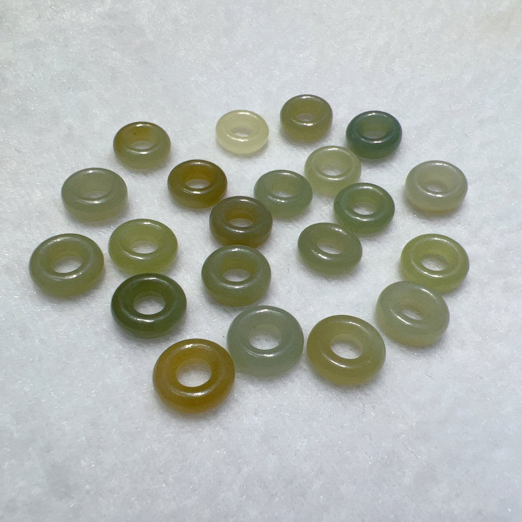 Natural Assorted Color Nephrite Jade Small Rings Charms Pendants for DIY Jewelry Project