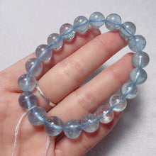Load and play video in Gallery viewer, Very Nice Clarity 9.9mm Aquamarine Crystal Bracelet from Brazil Old Mine | Throat Chakra Healing March Birthstone Pisces
