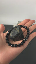 Load and play video in Gallery viewer, Meditation Gift Pack - Top Grade Black Tourmaline Elastic Bracelet &amp; Raw Stone | Handmade Reiki Healing Crystal Jewelry | 1st Root Chakra Remove Negativity
