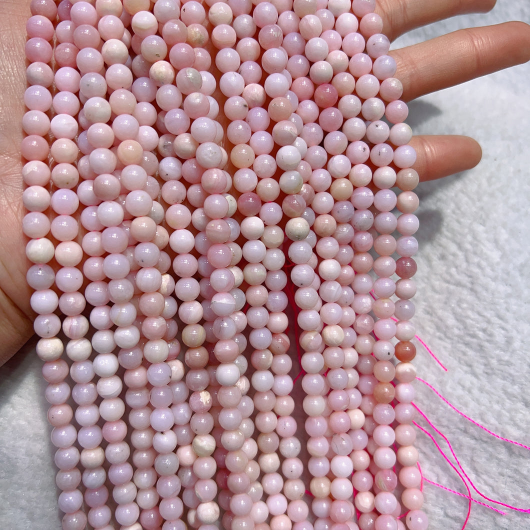 6mm - 8mm Natural Pink Opal Round Bead Strands for DIY Jewelry Project