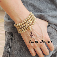 Load image into Gallery viewer, Handmade 108 Beads White Sand Agarwood Bracelet Necklace | Prayer Mala Beads Meditation Buddhism Zen
