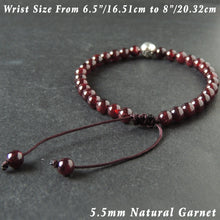 Load image into Gallery viewer, OM Red Garnet Bracelet Braided with Sterling Silver Bead for Men &amp; Women Handmade Protection Positivity Jewelry for Base Chakra

