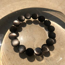 Load image into Gallery viewer, Top Grade Silver Sheen Obsidian Bracelet | Handmade 12mm Large Beaded Men Women Reiki Healing Stone | 1st Root Chakra Remove Negativity
