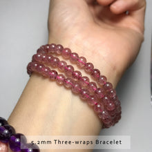 Load image into Gallery viewer, Strawberry Quartz Crystal 3-Wraps Bracelet High-Quality from Russia | Heart Chakra Reiki Healing | Holiday Gifts
