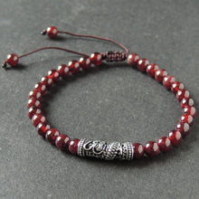 Load image into Gallery viewer, Red Garnet Braided Bracelet with Sterling Silver Dragon Charm Men &amp; Women Handmade Protection Positivity Jewelry for Base Chakra
