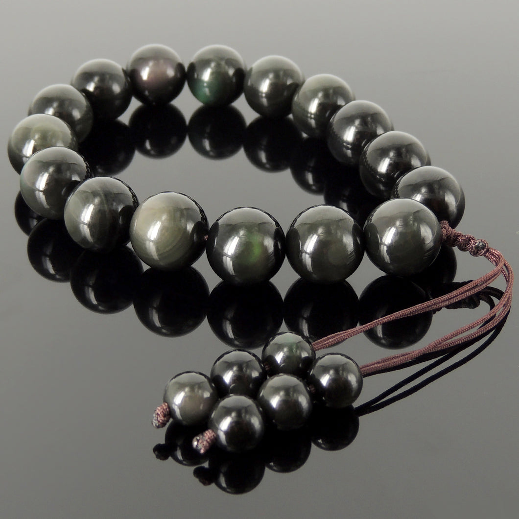 Top Grade Rainbow Obsidian Healing Meditation Beads | Handmade Reiki Healing Stone | 1st Root Chakra Remove Negativity