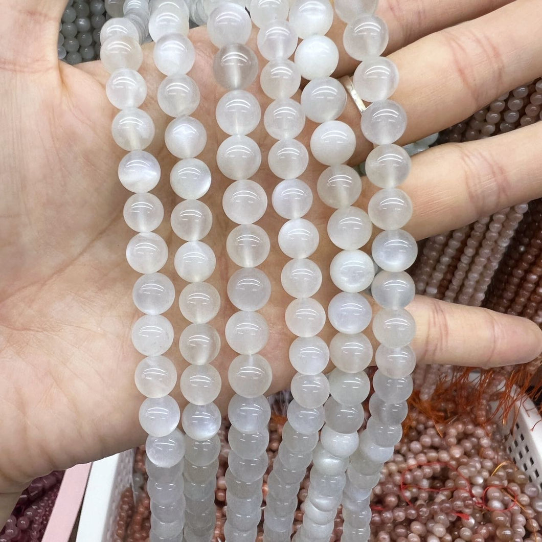 8mm Natural High-quality White Moonstone Round Bead Strands DIY Jewelry Supply