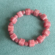 Load image into Gallery viewer, 10mm Beautiful Bacon Rhodochrosite Bracelet Unique Cube Shape | Heart Chakra Reiki Healing Improve Relationship Marriage
