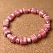 Load image into Gallery viewer, 8.2mm Beautiful Bacon Rhodochrosite Bracelet Unique Cube Shape | Heart Chakra Reiki Healing Improve Relationship Marriage
