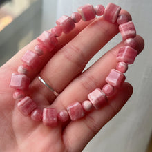 Load image into Gallery viewer, 8mm Beautiful Bacon Rhodochrosite Bracelet Unique Cube Shape | Heart Chakra Reiki Healing Improve Relationship Marriage
