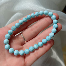 Load image into Gallery viewer, Dolphin Stone Natural Blue Larimar Bracelet Handmade with 7.1mm Beads | Throat Chakra Healing Jewelry
