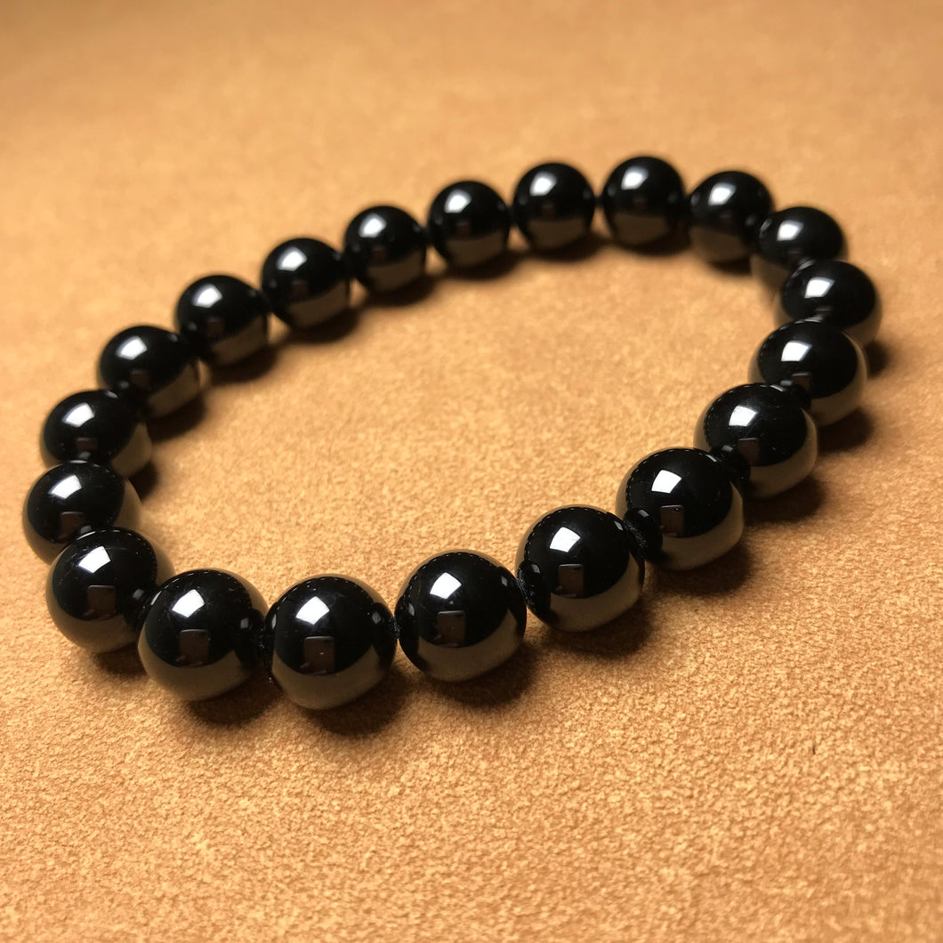 10mm Top Grade Black Tourmaline Elastic Bracelet | Handmade Reiki Healing Crystal Jewelry | 1st Root Chakra Remove Negativity