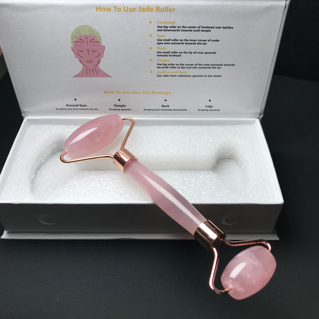 Genuine Rose Quartz Facial Massage Roller | High-quality Crystal Natural Health Product